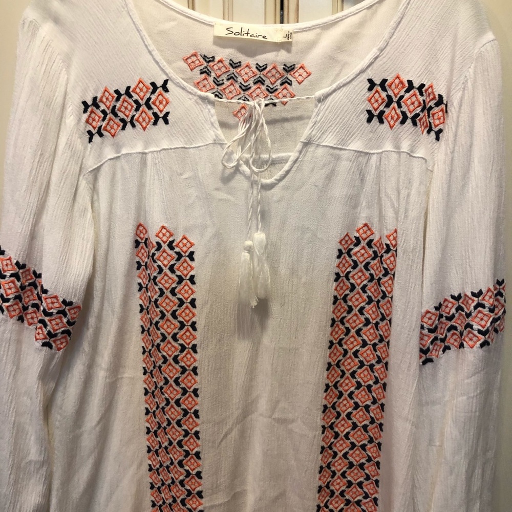 Solitaire Anthropology Peasant Blouse Boho